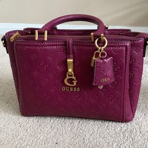 GUESS Purple Embossed Satchel